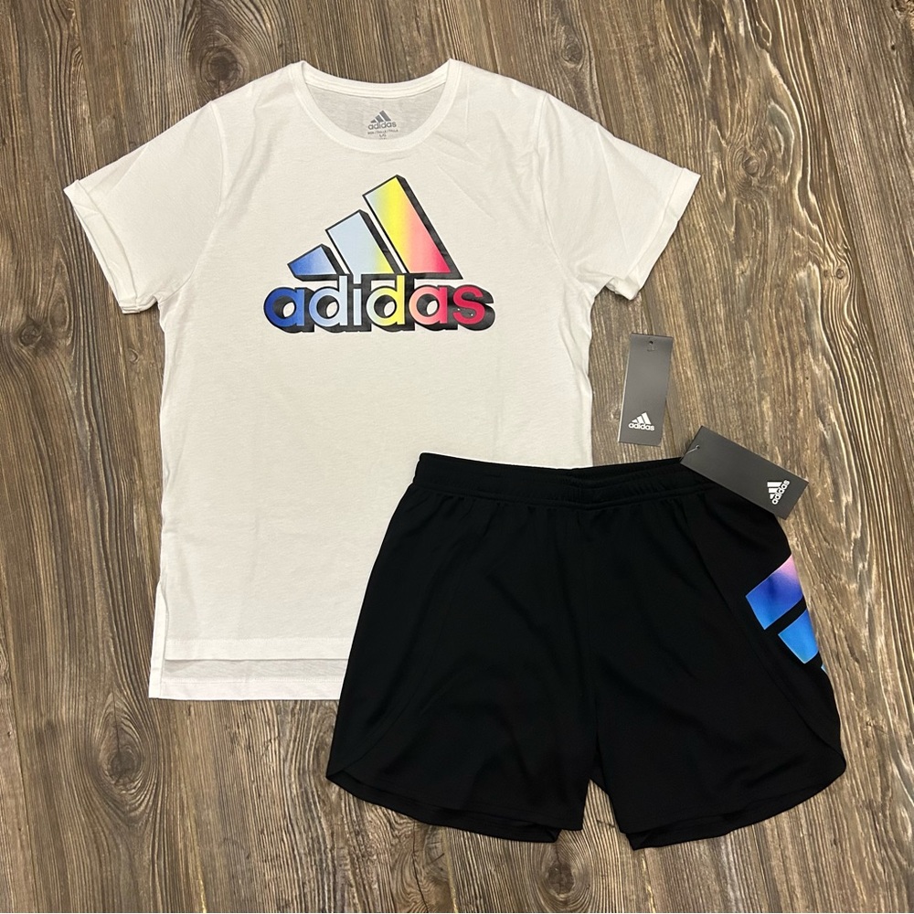 Girls adidas shorts and shirt